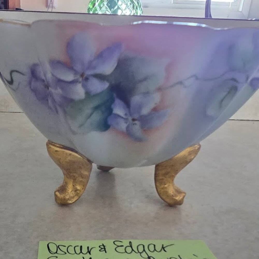 Oscar and Edward Gutherz Scalloped Bowl with Violets